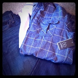 Blue flannel button up